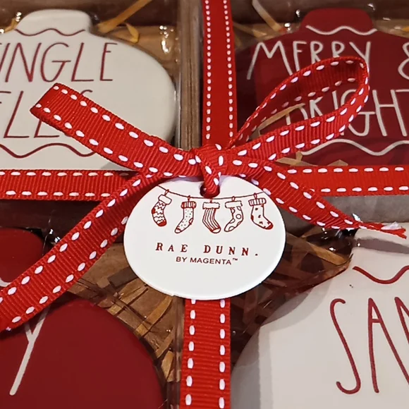 RAE DUNN Holiday Theme Coasters. Set of 4. New With Tags and in Original Box. - Picture 2 of 5